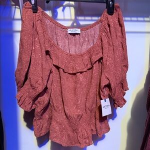 Arizona Jean Company Women's Ruffled Terracotta Blouse